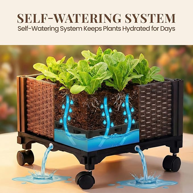 1 Pack Self Watering Tomato Planter Box with Trellis 64 Inch Raised Garden Bed with Trellis - Planter Box for Climbing Plants Tomato Pot for Vegetables Vine Flowers Indoor Outdoor Patio