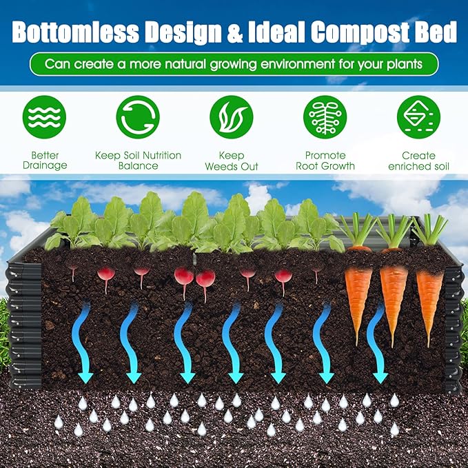 Giantex Galvanized Raised Garden Bed 70.5x44x20.5 Metal Planter Box &amp Firewood Rack Large Rectangular Steel Planter Raised Bed Open Bottom for Vegetables Fruits Flower Succulent Easy Assemb