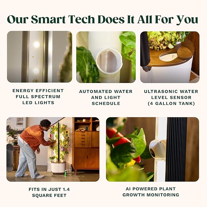 Gardyn Studio 1 Vertical Hydroponics Growing System Kit - 16 Non-GMO Plants Herbs Vegetables - Tower Garden - Hydroponic Herb Garden Planter Indoor Kit - Indoor Gardening System with LED Grow Lights