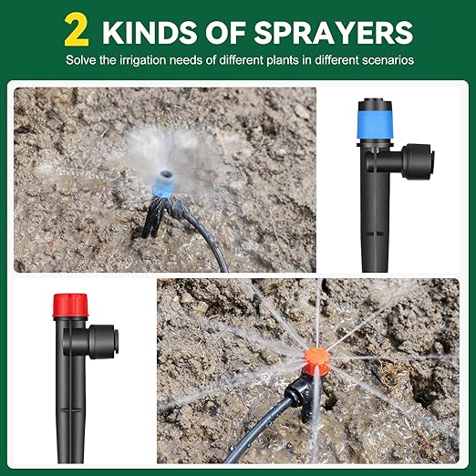 Drip Irrigation System for Garden 2026-Upgraded Quick Connect Garden Watering Kit All-in-One with 1/2 inch 1/4 inch Irrigation Tubing for Garden Lawn Greenhouse Raised Beds (91FT)