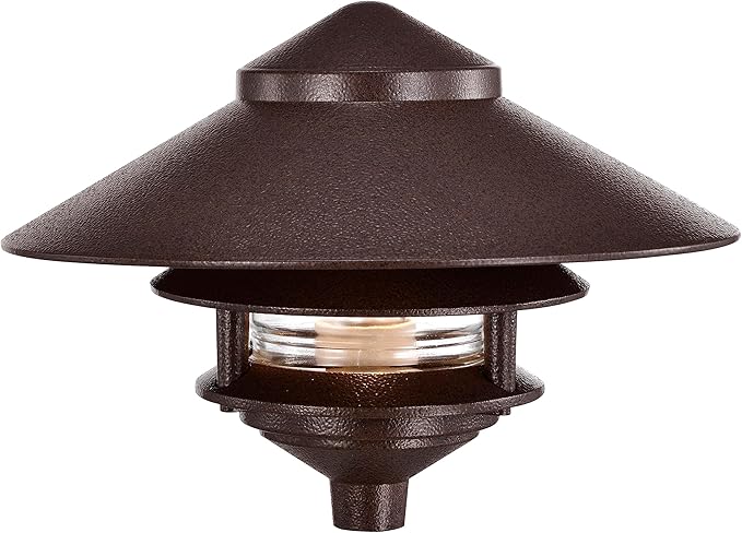 NUVO SF76/635 One 2 Louver Hood Outdoor Pagoda Landscape Pathway Light 2 Tier-Large Old Bronze
