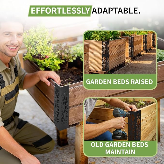 8-Pack Corner Brackets for Wood Heavy-Duty Metal Corner Brackets for Raised Garden Bed 11 x 3 x 3 Thickened Garden Bed Corner Brackets Rust Resistant Raised Garden Bed Corners with Screws