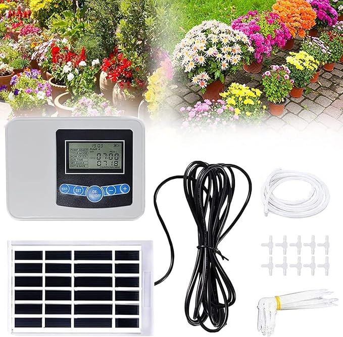 Automatic Irrigation System Plant Self Watering System Automatic Drip Irrigation Kit Watering 0-9999s Cycle 1-999h Pump Flow 850ml/Min Gift for Gardening Lovers