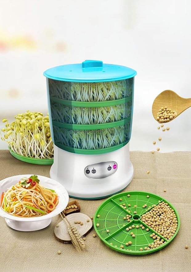 Electric Bean Sprout Grower with Intelligent Irrigation and Temperature Control for Large Capacity Germination Kit (3 Layers)