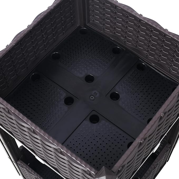 Planter Raised Beds - Elevated Planter Garden Box with Drainage Plug Raised Garden Beds for Vegetable/Flower/Herb Outdoor Standing Planter Beds Gardening KitBrown15.7x15.7x27.7