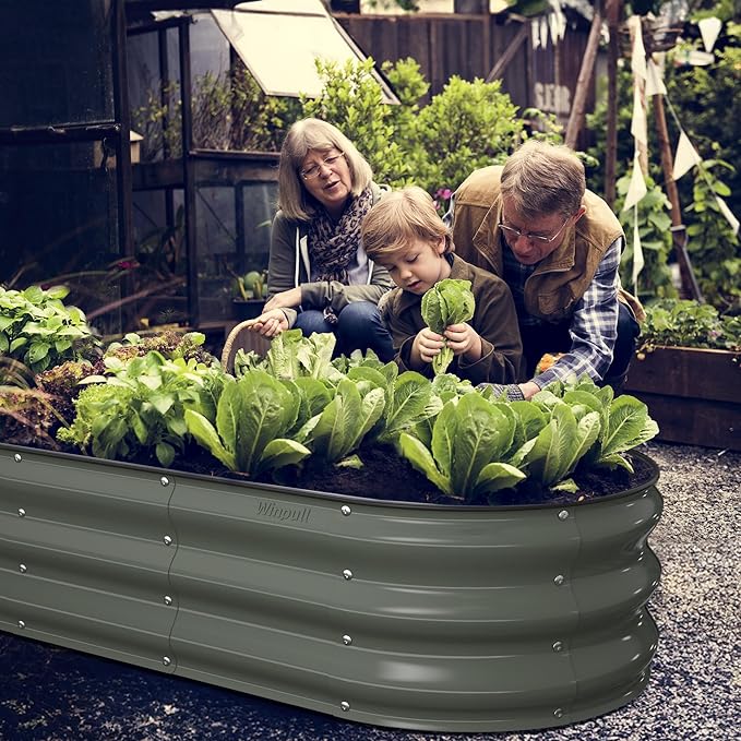 Raised Garden Bed Kit 5x2x1 ft Galvanized Planter Box Outdoor with Safety Edging Large Metal Raised Beds for Gardening Vegetables Flower Fruits (Volcanic Ash)