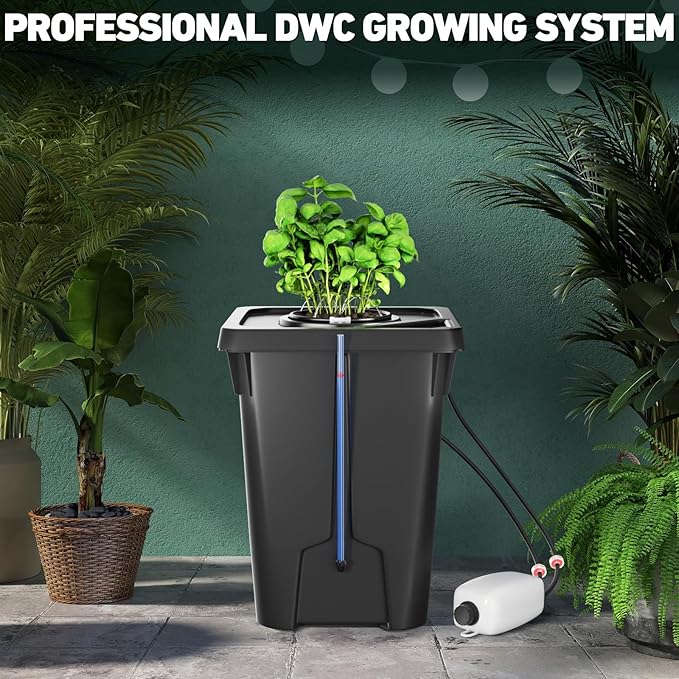 DWC Hydroponics Growing System with Top Drip Kit 7 Gallon Deep Water Culture Bucket System with Air Pump Air Stone Air Hose Recirculating Drip Garden System