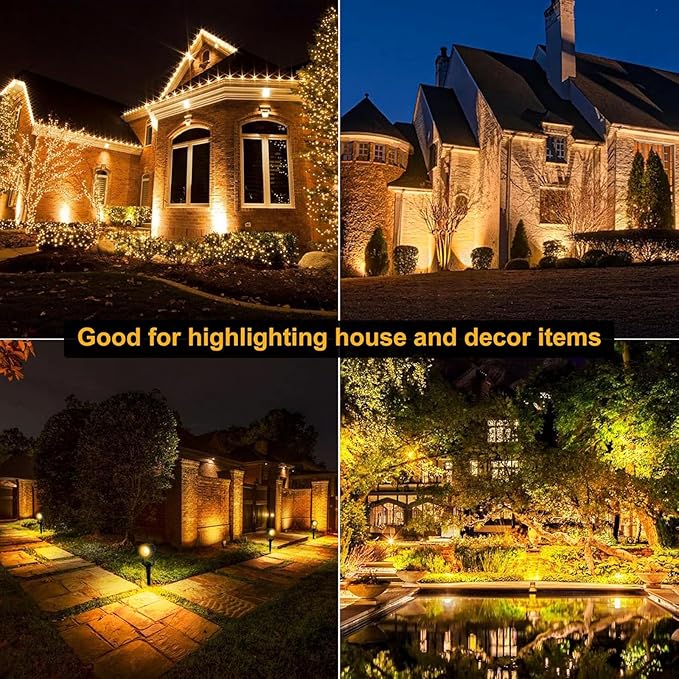 6in1 3000kOutdoor Landscape Lighting 6In1 Pack Outdoor Spot Lights LED Landscape Lighting for Yard Plant Lawn Garden IP65 Waterproof 3000K Warm White