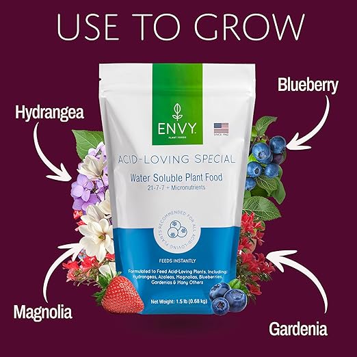ENVY Plant Foods Acid-Loving Special | Water Soluble Fertilizer | Hydrangea Azalea &amp Berry Plant Food (3lb x3)