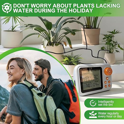 Drip Irrigation kit Indoor Plant Irrigation System Automatic Plant Waterer Plant Humidity Sensor Timer Water drip System kit to Growing Tent IKEA self Watering Automatic Mister kit Greenhouse（1 Sets）