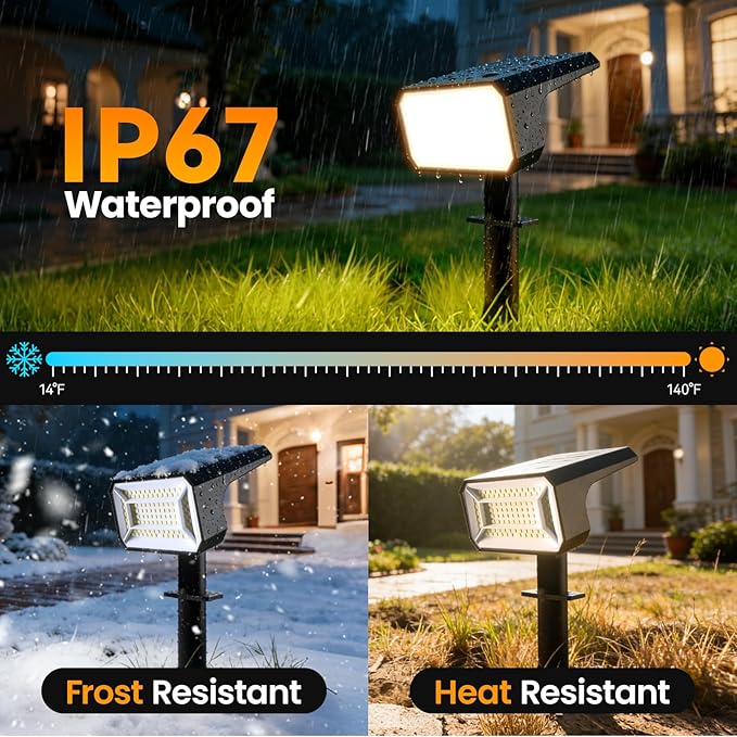 Fabrito Solar Spot Lights Outdoor 8 Pack [108Leds 4 Modes] Auto On/Off Spotlights IP67 Waterproof Landscape Lights for Tree Yard Patio Pool Pathway Driveway Cool White