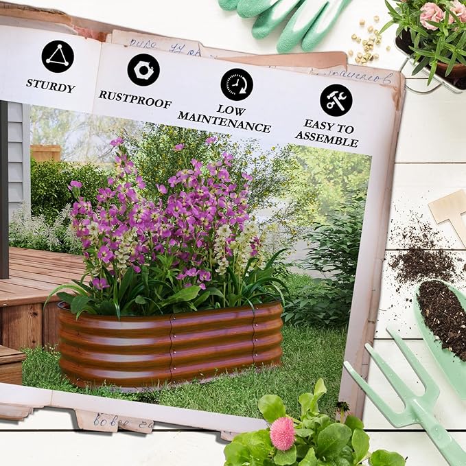 Galvanized Raised Garden Bed Kit - Growing Flowers Herbs &amp Vegetables
