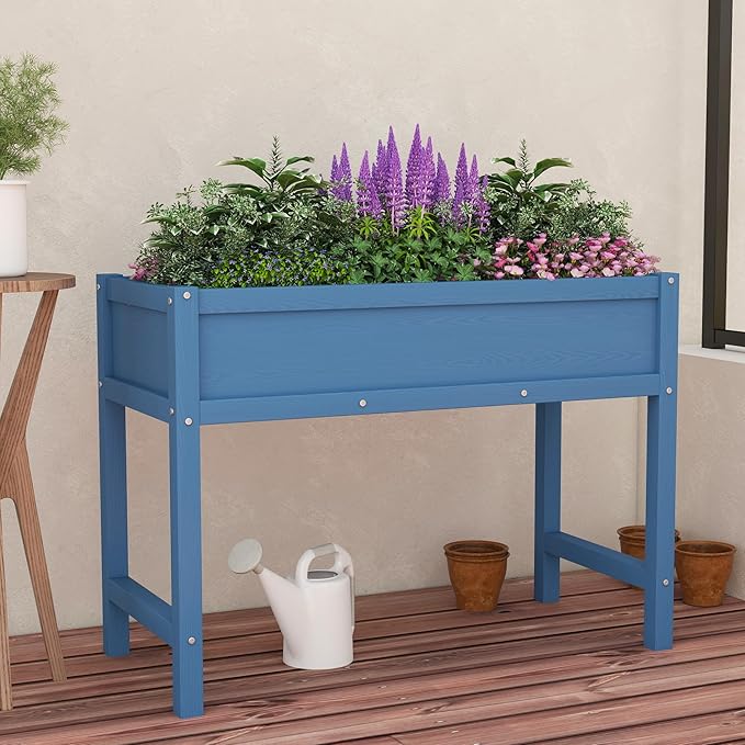 Raised Garden Beds Outdoor with LegsOutdoor Planter BoxNon-CrackingRust Resistantand Rot-Resistant for Vegetable Garden for Backyard Patio Balcony Outdoors/Indoors Navy
