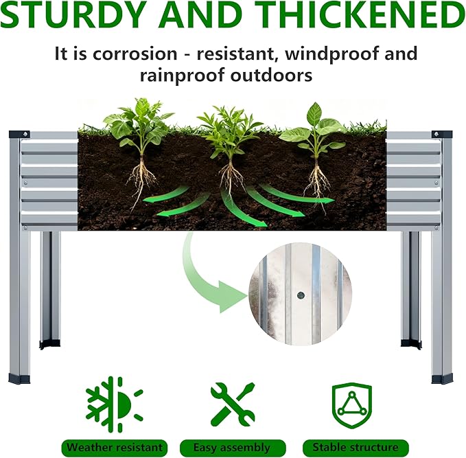 Vengarus Galvanized Raised Garden Bed Outdoor with Legs48×18×30in Metal Elevated Raised Planter Box for Backyard Patio Balcony 300lb CapacitySilver(2PCS)
