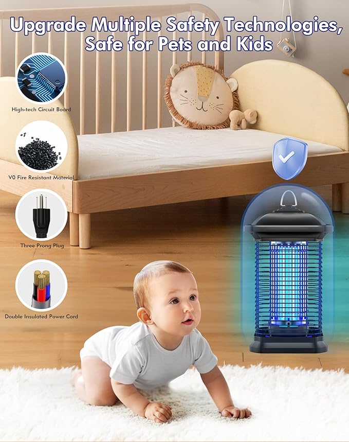 Bug Zapper for Outdoor &amp Indoor 1/2 Acre Coverage Mosquito Lamp with 18W Bulb &amp 4400V High-Voltage 100% Improvement in Mosquito Control Effect Electric Fly Trap for Patio Backyard Home