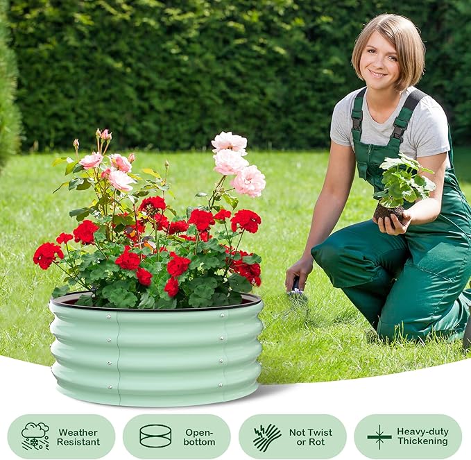 PeakPursuit Raised Garden Bed 2x2x1 FT Metal Raised Garden Beds Outdoor Rectangular Planter Box for Planting Plants Vegetables and Flower