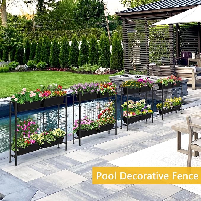 Raised Garden Beds Outdoor Elevated Garden Planter Boxes with Trellis and Legs Standing 32.4 Flowers Beds Herbs Vertical Planters for Small Climbing Plant Vegetables Patio Balcony Black