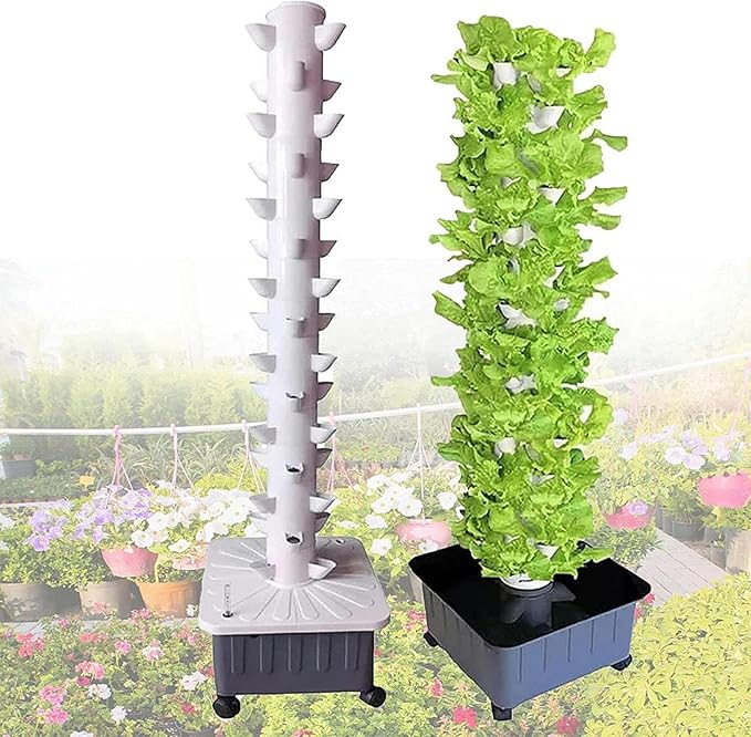 Hydroponic Tower Garden Hydroponic Culture for Herbs Inner Fruits and Vegetables 15 -Layer Airplane Tower 45 Sites for Moisturizing Pump