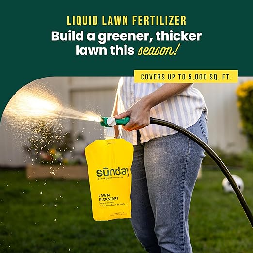 Sunday Lawn Kickstart Fertilizer 42.3oz 2 Pack - Fertilizer for Grass Improvement - Includes Universal Sprayer Attachment - Covers Up to 10000 Sq Ft - Easy Application in 15 Minutes or Less
