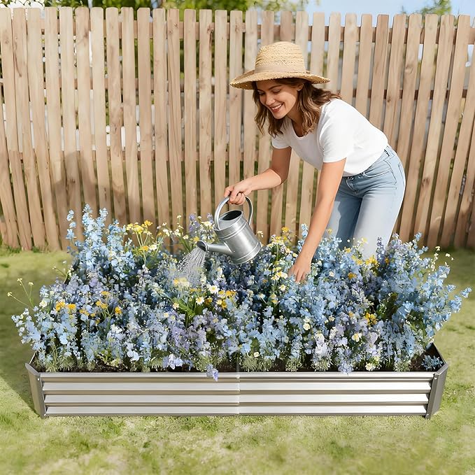 Galvanized Raised Garden Bed Easy Assembly Raised Beds Large Durable Rust-Resistant Planters Raised Garden Bed Kit for Outdoor Planters Vegetables Flower Herb (Black 4x2x1 ft)