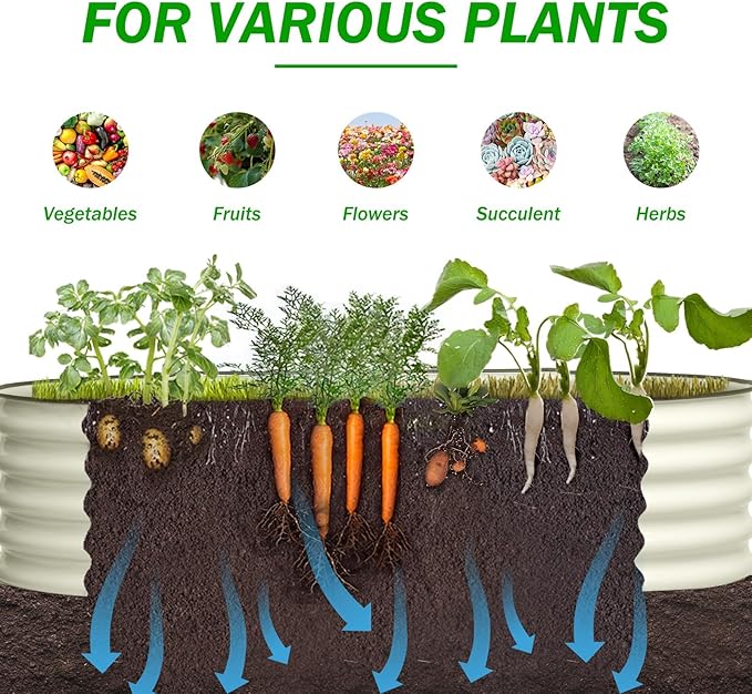 BPS 6-in-1 Metal Raised Garden Bed 5.5x4 FT Galvanized Planter Raised Beds for Vegetables Flowers 17'' Extra Tall
