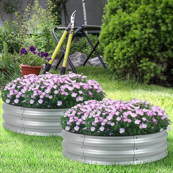 Aoodor 2 Pack 9 Tall 30 Metal Raised Garden Bed Outdoor Planter Box and Raised Garden Kit for Vegetables Flowers Arugula and Herbs Silver