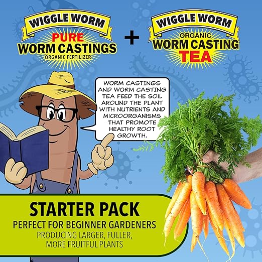 Fertilizer Combo Pack – 15lb Pure Worm Castings Fertilizer and Soil Amendment and 8oz Worm Casting Tea Concentrate for Indoor and Outdoor Gardening