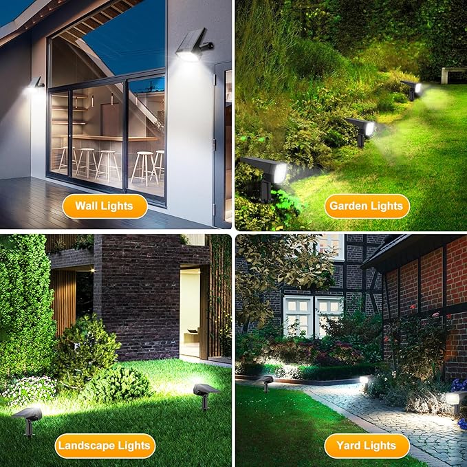 Fabrito 72 LEDs Solar Spot Lights Outdoor Waterproof 3 Modes Landscape Spotlights Dusk to Dawn Solar Powered Flood Wall Lights for Outside Solar Garden Lights for Yard Porch 6 Pack (Cool White)