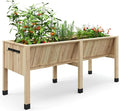 Large Wood Raised Bed Planter with Hooks Raised Garden Beds for Vegetables Herbs &amp Flowers Wood Planter Box Stand for Backyard Patio Balcony