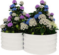 Galvanized Garden Raised Bed Kit – 2 Pack Steel Planter Boxes with Decorative Scalloped Trim 12 Deep Soil Space Weatherproof &amp Easy Assembly for Patio Balcony Veggies Flowers (Modern White)