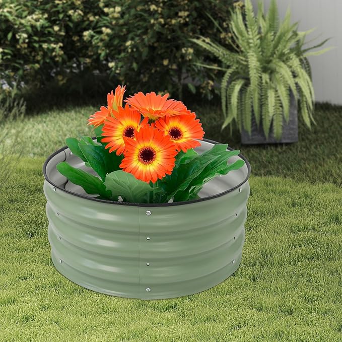 Galvanized Raised Garden Bed Kit 23.62×11.02in Planter Raised Garden Boxes Outdoor Oval Large Metal Raised Garden Beds for Vegetables Fruits Flowers Beds Outdoor