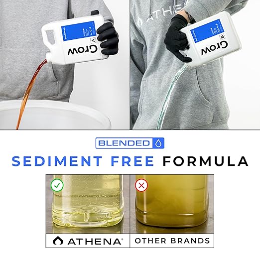 Athena Blended Grow A&ampB | 2-Part Vegetative Liquid Fertilizer for Hydroponics &amp Soil | Plant Food for Veg Stage Growth | NPK A 4-0-1 | B 1-3-5 | 32 Ounce