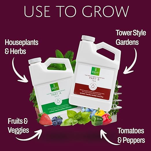 ENVY Part A (6-0-5) NPK - Part A of Two-Part Base Nutrients for Hydro Soil &amp Coir (Part A 4-Gallon Case)