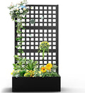 Metal Raised Garden Bed with Trellis for Climbing Plants Vegetable VinesMetal Planter Box with Trellis 71x35x16Trellis with Planter Box &amp Privacy Screen(Black)