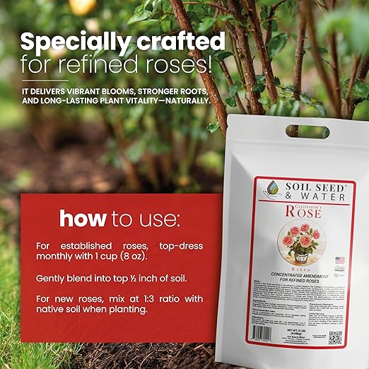 Soil Seed &amp Water Cultivator’s Rose Blend – Organic Fertilizer &amp Soil Amendment for Roses &amp Flowering Shrubs - OMRI Listed Organic Fertilizer (9 lbs)