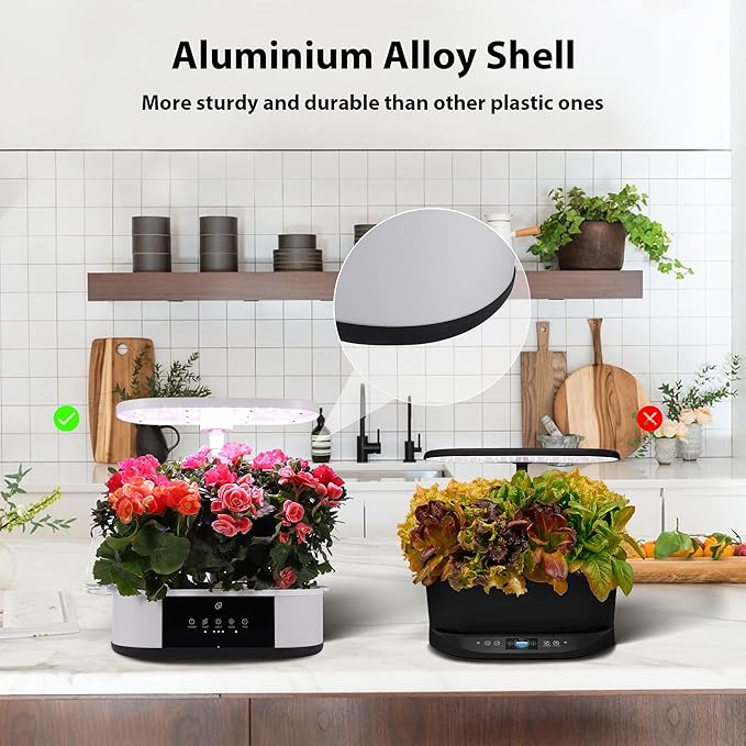 Litake 12 Pods Hydroponics Growing System Indoor Garden with 3 Planting Modes Up to 16 120 LED Light Fixed Hook Timer Silent Pump System for Home Kitchen Gardening GS1 Mini
