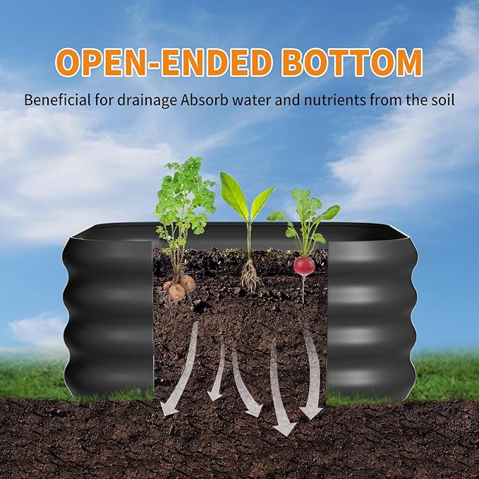 2-Pack 2x1ft Galvanized Raised Garden Bed Outdoor Planter Bed Metal Planter Box for Gardening and PlantingSquareBlack