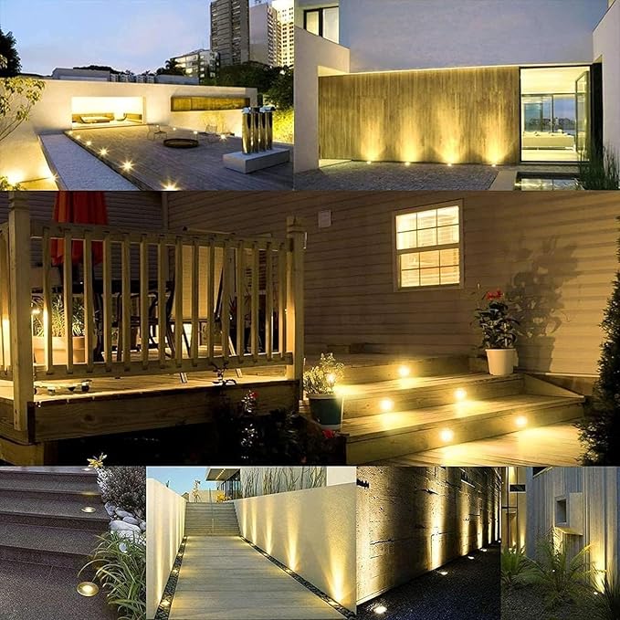 Outdoor Buried Lights Ground LED Landscape Lamp Stainless Steel Ground Floodlights IP67 Waterproof Round Recessed LED Pond Spotlight for Pathway Patio Garden Lawn LiWarm White-15w