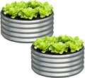2x2x1ft(2 Pack) Galvanized Round Raised Garden BedOutdoor Planter Box Metal Patio Kit Planting Bed for Vegetables Flowers HerbSilver