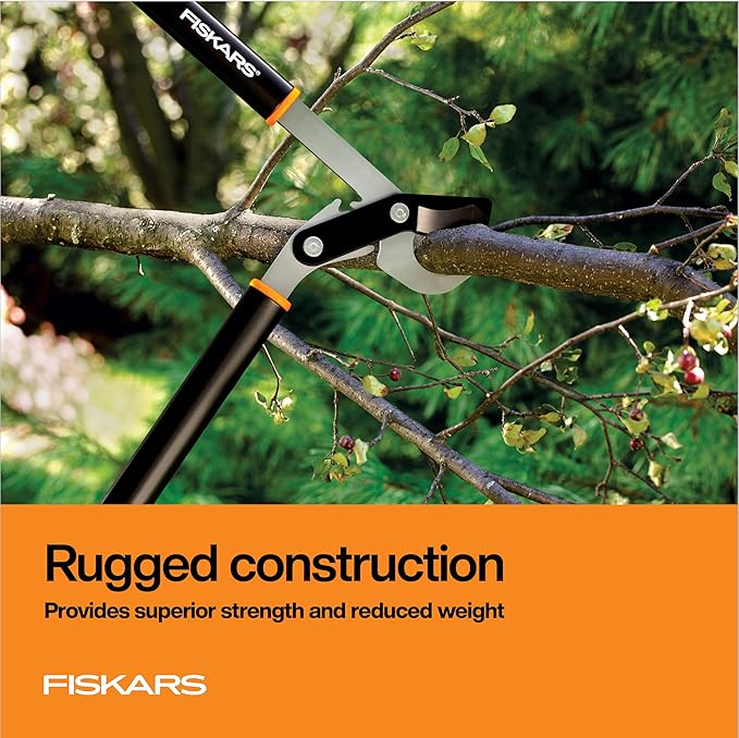 Fiskars 32 PowerGear Bypass Loppers Patented Mechanism Multiplies Force to Reduce Strain Heavy-Duty Precision-Ground Steel Blade for Living Growth Trims Tree Branches up to 2 Diameter