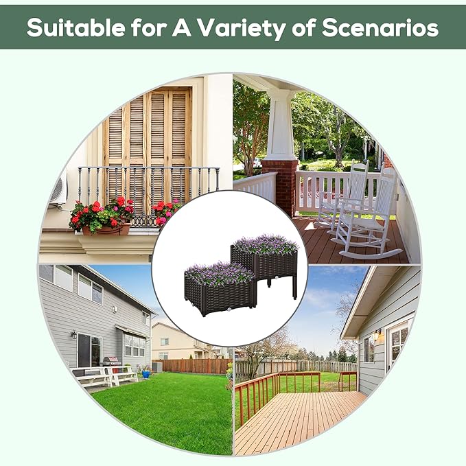 Outsunny 2 Piece Raised Garden Bed with Legs Planter Box Raised Bed to Grow Flowers Herbs &amp Vegetables Brown