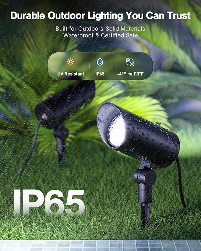 HIBOITEC 30W Spot Lights Outdoor Dusk to Dawn 120V Plug in Flag Pole Light 3000LM 5000K LED Waterproof Landscape Spotlight for Yard Garden Tree Statue 5.9 FT Cord with Plug