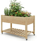IDEALHOUSE Raised Garden Bed with Wheels 48x24x32in Wooden Elevated Planter Box for Vegetables &amp Herbs Mobile Outdoor Garden Bed with Liner &amp Storage Shelf for Patio Balcony Backyard Natu