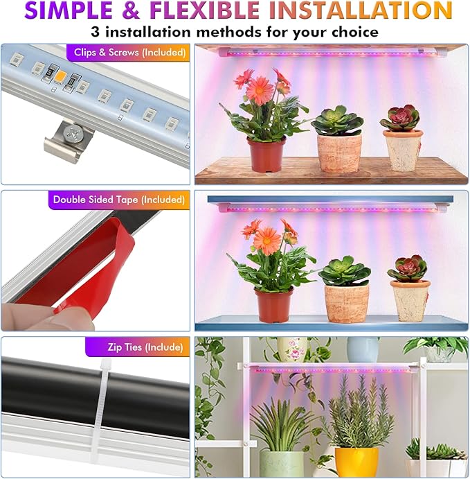Plant Grow Lights Strip for Indoor Plants Full Spectrum216 LEDs Plant Lights Bar for Indoor Growing with Timer Indoor Plant Grow Lamp for House Plants with 3 Lighting Mode/10 Dimmable