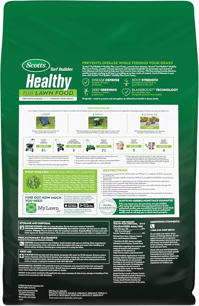 Scotts Turf Builder Healthy Plus Lawn FoodFL 2-in-1 Fungicide and Fertilizer Helps Grass Withstand Summer Stress 8000 sq. ft. 27.40 lbs.