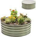Epic Gardening 5-in-1 Modular Galvanized Raised Garden Bed Kit 15 Tall Metal Planter Box Durable Aluzinc Steel Raised Garden Bed Outdoor for Vegetables Herbs Flowers &amp Fruits - Round - Mist G