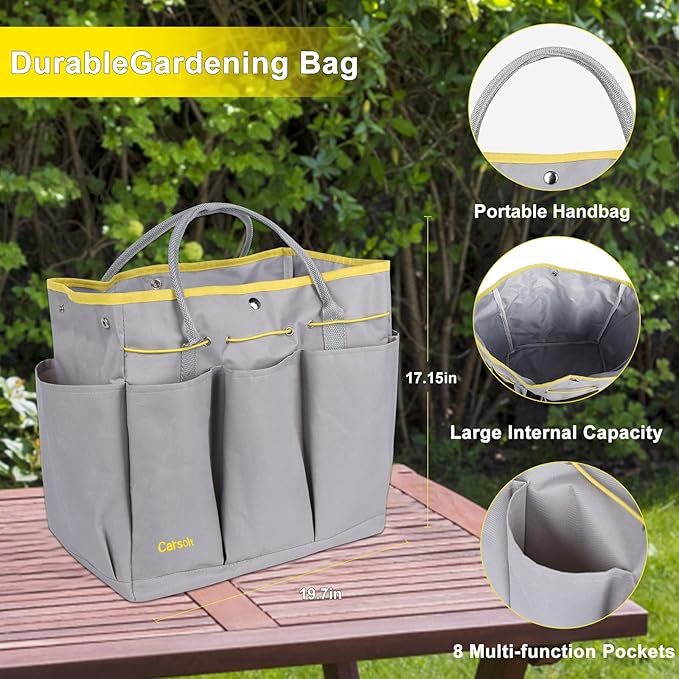 Garden Tool Set Carsolt 10 Piece Stainless Steel Heavy Duty Gardening Tool Set for Digging Planting Pruning Gardening Kit with Durable Bag Gloves Gift Box Ideal Garden Gifts for Women Men