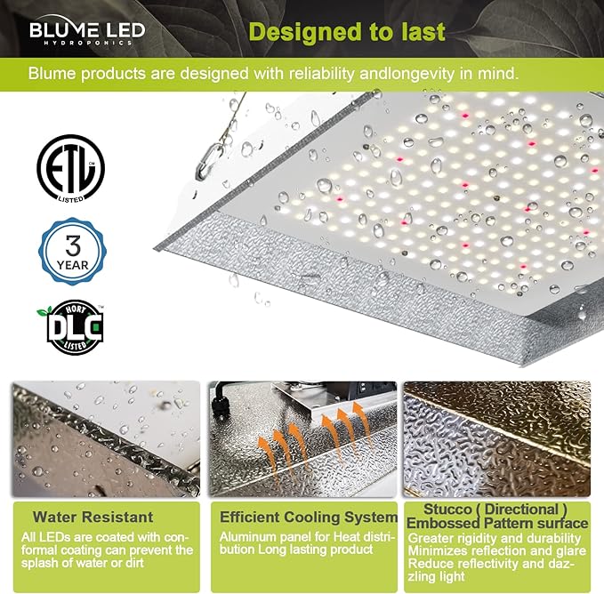 Blume 100-Watt Full Spectrum led Grow Light with Daisy Chain Function for Indoor Plants-2 pk