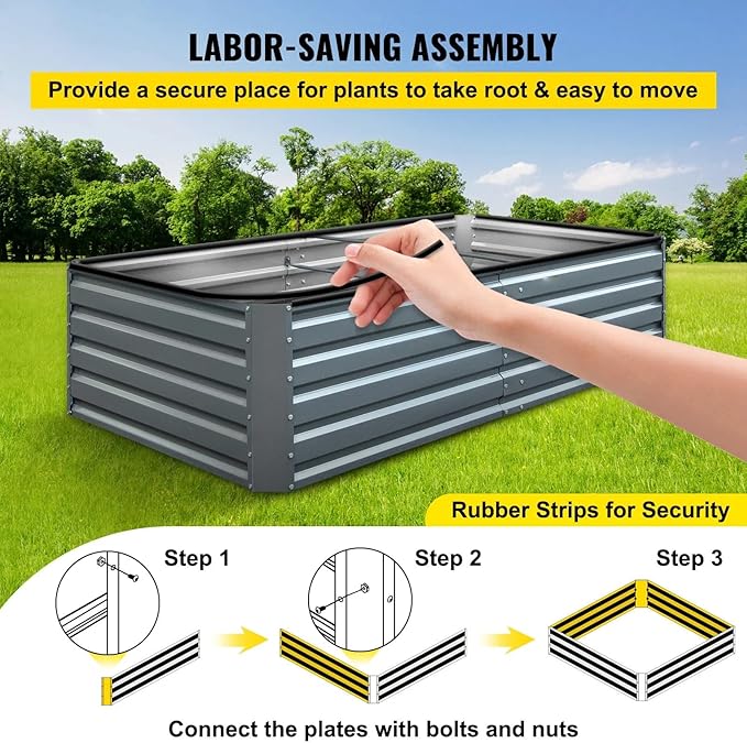 80 x 40 x 19Galvanized Raised Garden Bed Metal Planter Box Gray Steel Plant Raised Garden Bed Kit Planter Boxes Outdoor for Growing VegetablesFlowersFruitsHerbsand Succulents