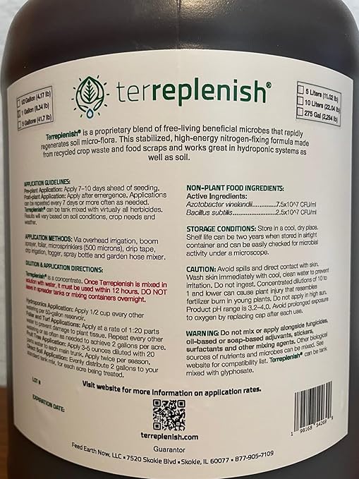 Liquid Microbial Soil Amendment 1 Gallon Jug Concentrate (Use for Gardening Improving Plant Soil and Dirt Health Lawn Care)
